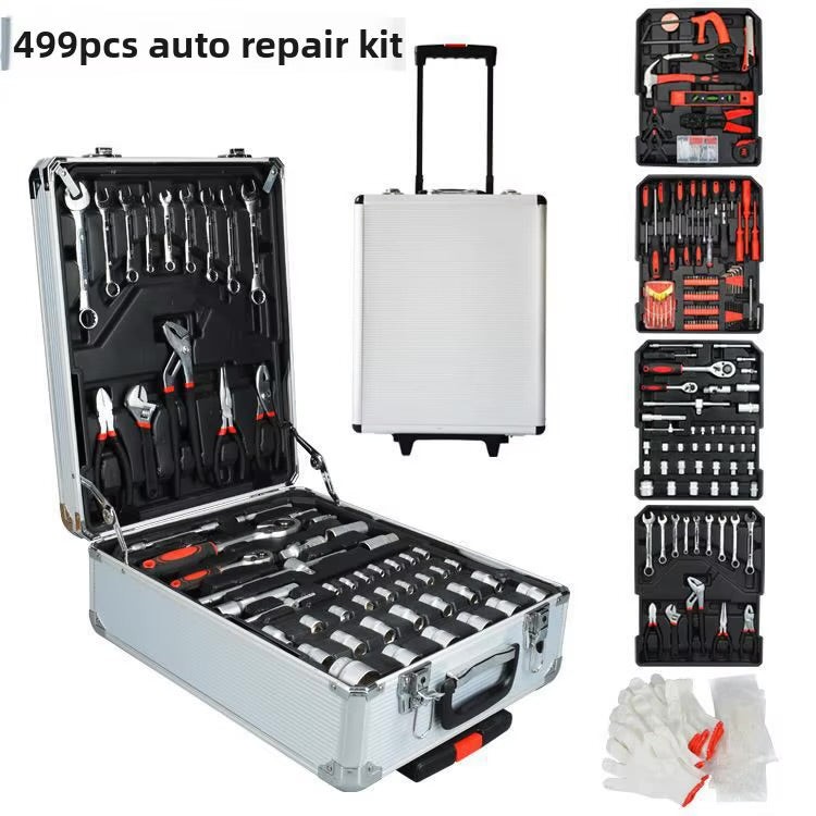 499-Piece Tool Set Mechanic Tool Set 187-Piece Tool Box Ratchet Open End Wrench Hardware With Trolley