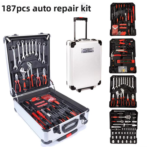 499-Piece Tool Set Mechanic Tool Set 187-Piece Tool Box Ratchet Open End Wrench Hardware With Trolley