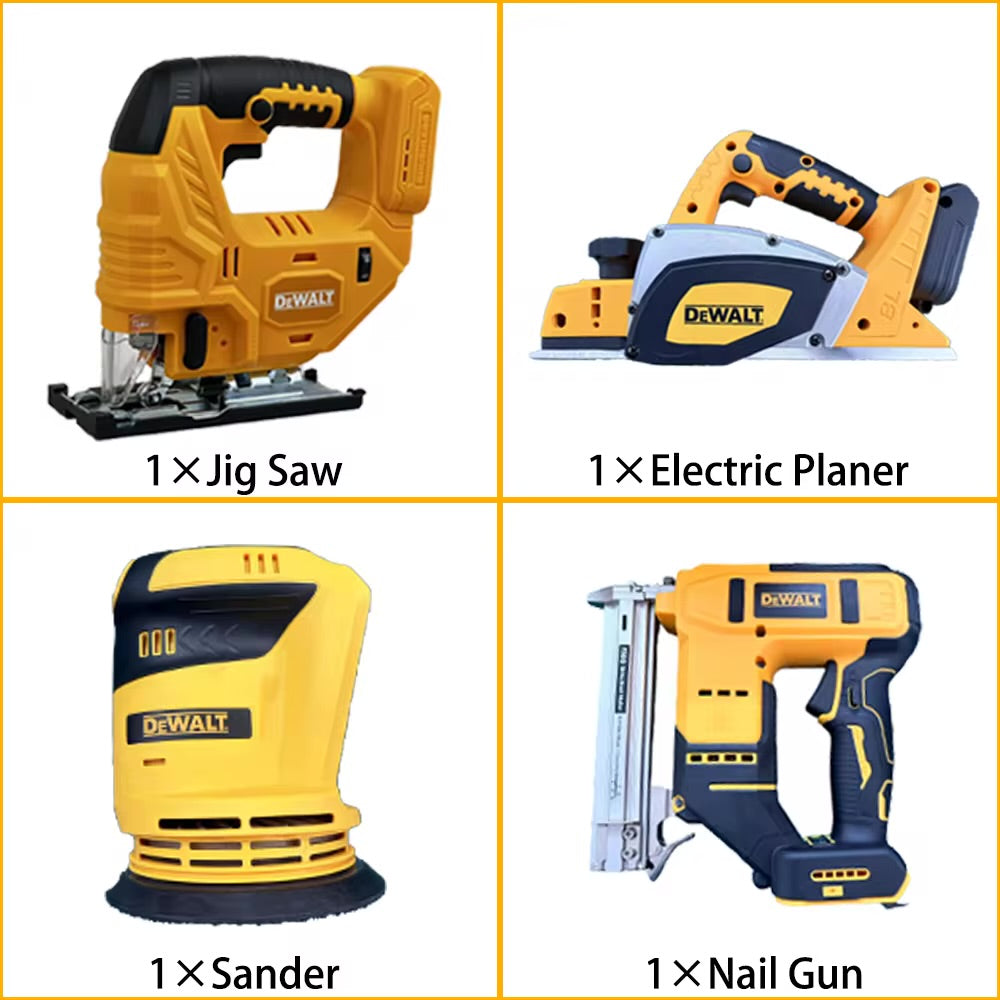 DeWalt Portable Cordless Tools Kit Impact Drill Wrench Angle Grinder Screwdriver Tools Industrial Rechargeable 20-in-1 Tools Set