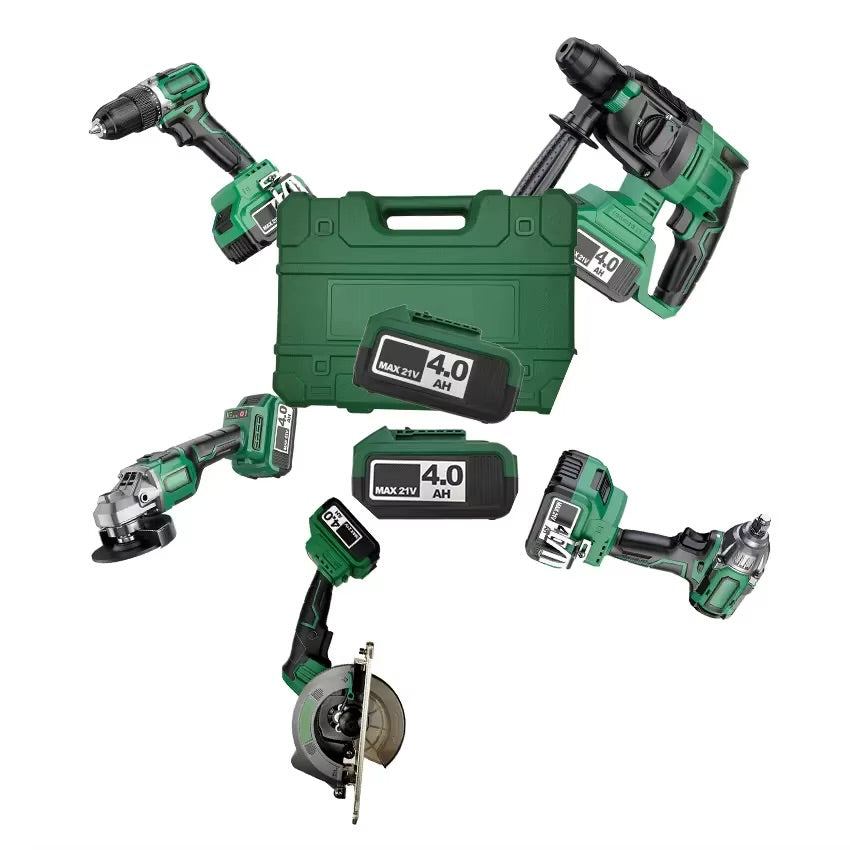 21V Cordless Lithium Battery Five-Piece Power Tool Set Maintenance Tool Sets Electric Drill Wrench