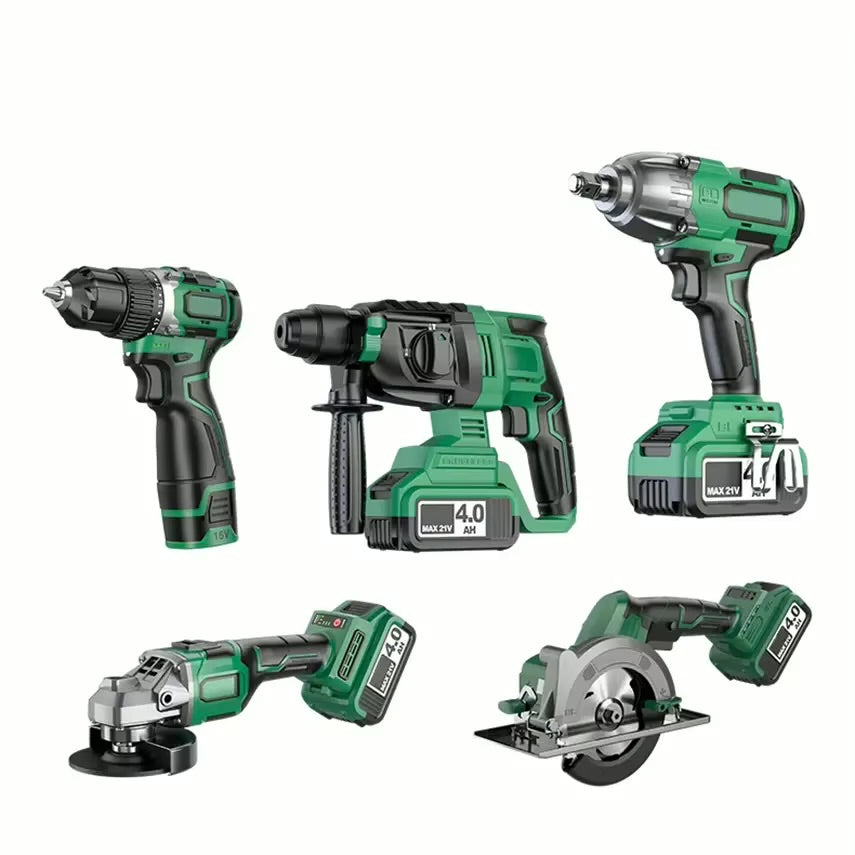 21V Cordless Lithium Battery Five-Piece Power Tool Set Maintenance Tool Sets Electric Drill Wrench